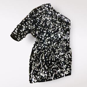Revolve h:ours Darrell Mini Dress in Black‎ Galaxy Size M